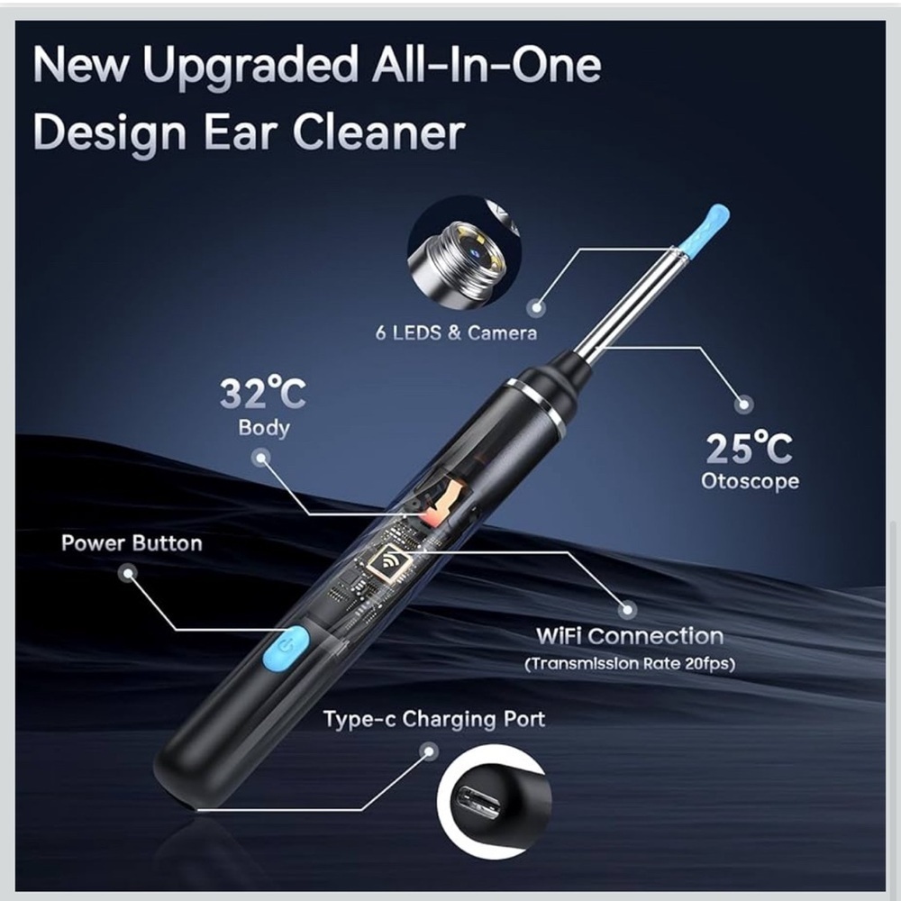 NWT Wireless Ear Cleaning tool with Camera - Black - Picture 3 of 7